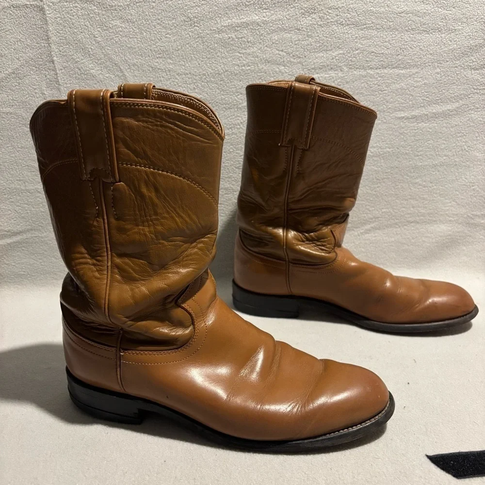 Justin Basic Roper Tan Boots size 7.5 C style L3884